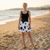 20260228062829-1f1146eb-1f71-6e90-bb10-22c66d3123c0.png Star Print Skater Skirt – Black & White Graphic A-Line with MIHONO Logo Waistband