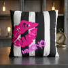 20260228141407-1f114afb-e4ff-6e5a-9878-a674c5f0386b.png Black & White Stripe Square Pillow – Pink Kiss Graphic with MIHONO Logo