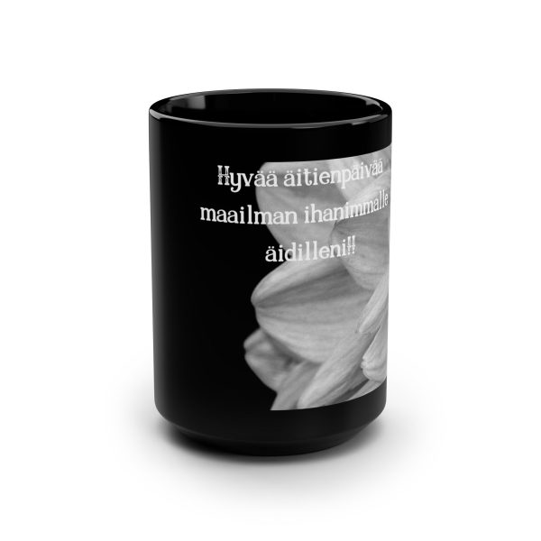 Monochrome Dahlia Photo with Finnish Text Mothers Day Mug - MIHONO