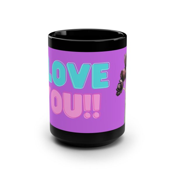 Black Mug – Purple Love You!! Design with Black Tulips By MIHONO