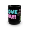 Love You!! Black Mug — Floral Tulip By MIHONO