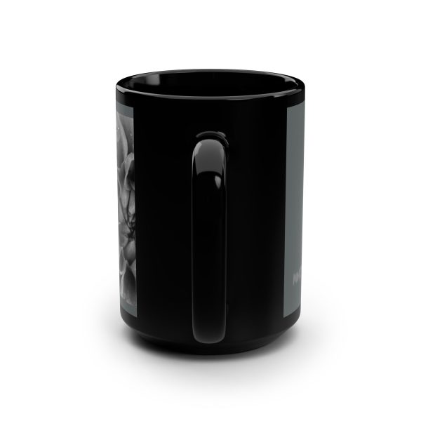 15oz Black Mug — Monochrome Floral Photo with Text (Filipino Sympathy/Condolence Message)