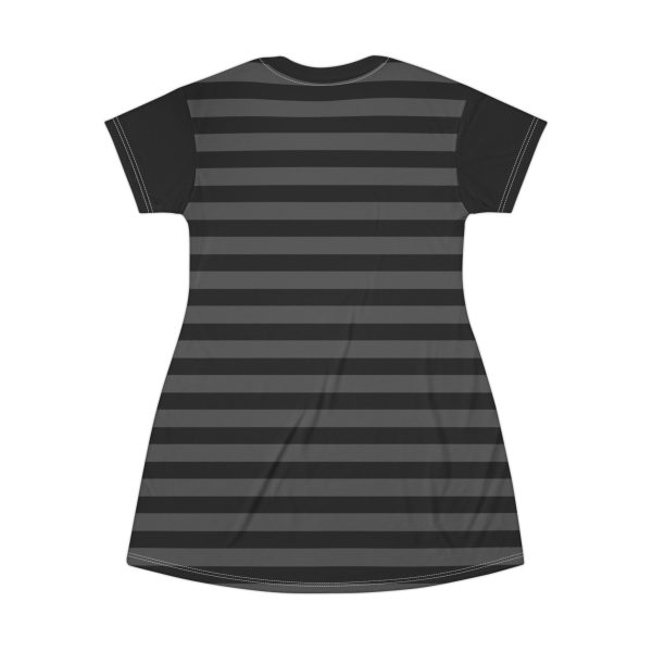 T-Shirt Dress – Black Gray  Striped With MIHONO Logo