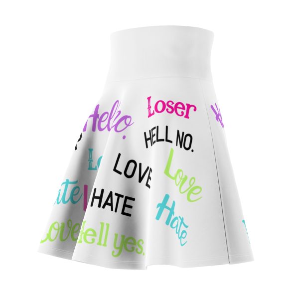 Skater Skirt — Bold Word Print Love, Hate, Loser By MIHONO