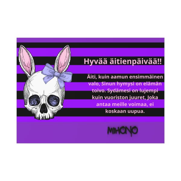 Gothic Bunny Skull Mother's Day Poster Finnish Text Hyvää äitienpäivää Runo By MIHONO