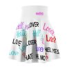 Skater Skirt — Bold Word Print Love, Hate, Loser By MIHONO
