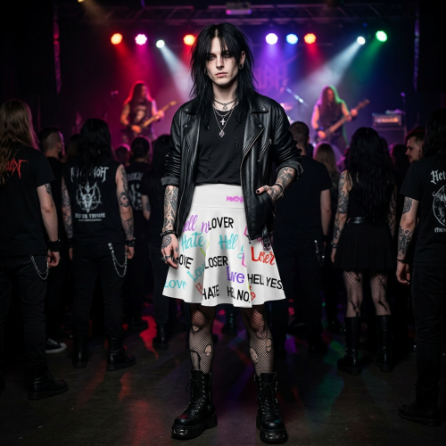 20260426122215-1f1416a8-f975-6f62-9c22-faf11cfe8621-1.png Skater Skirt — Bold Word Print Love, Hate, Loser By MIHONO