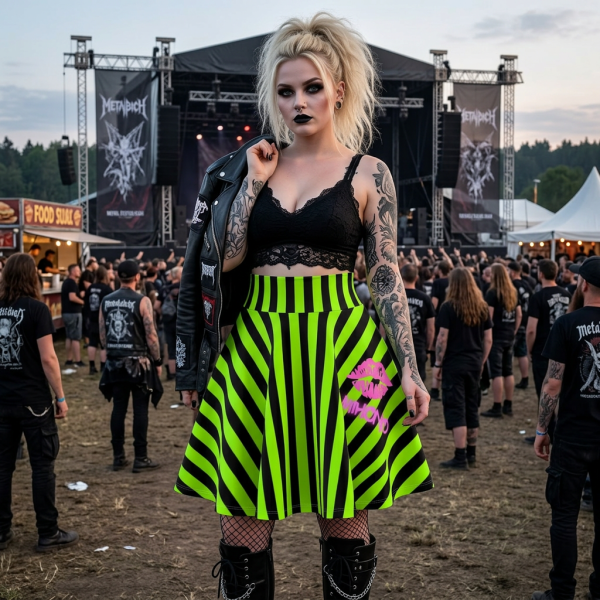 20260427202609-1f142775-3a29-6d10-bf77-0ac1f039454a-1.png Black And Green Striped Skirt By MIHONO