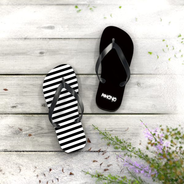 Flip Flops With Black & White Stripes By MIHONO