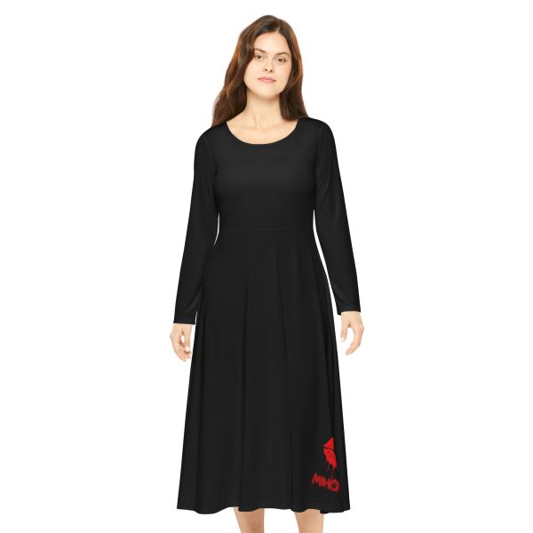 Black Long Sleeve Dress With Red Kiss – Bold Romantic Alternative Dress By MIHONO