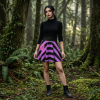 Black And Violet Striped Skater Skirt With MIHONO Logo