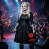 Black Long Sleeve Dress With Red Kiss – Bold Romantic Alternative Dress By MIHONO