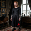 Black Long Sleeve Dress With Red Kiss – Bold Romantic Alternative Dress By MIHONO