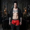 Goth Red Boxer With Flying Bats Print By MIHONO