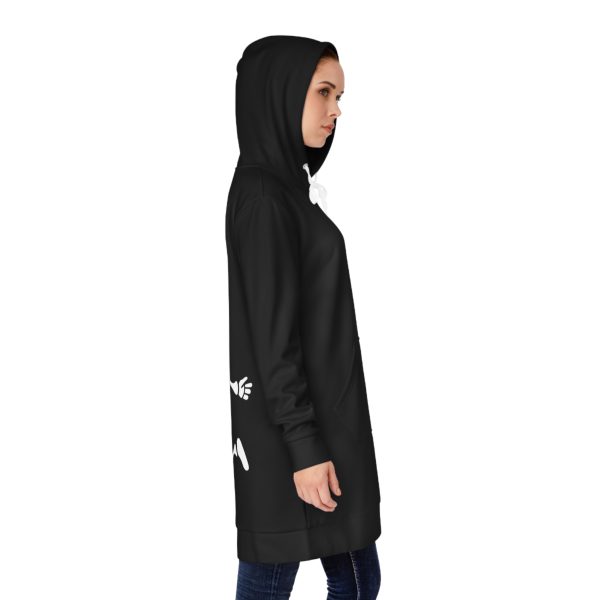 Metal Head Hoodie Dress — Playful Dancing Skeleton Graphic By MIHONO