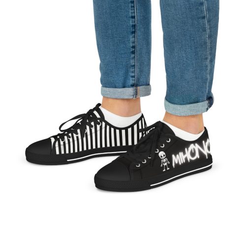 Emos Striped Black & White Low Top Sneakers By MIHONO
