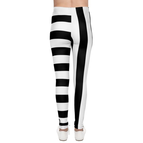 Metal Head Black & White Striped Youth Leggings By MIHONO