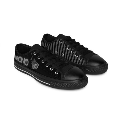 Goth Black Striped Rose Street Sneakers  By MIHONO