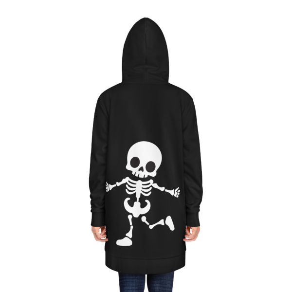 Metal Head Hoodie Dress — Playful Dancing Skeleton Graphic By MIHONO