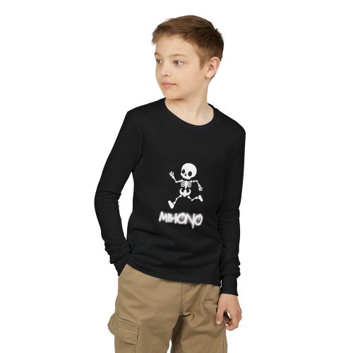 Metal Head Youth Long Sleeve Tee With Dancing Skeleton By MIHONO