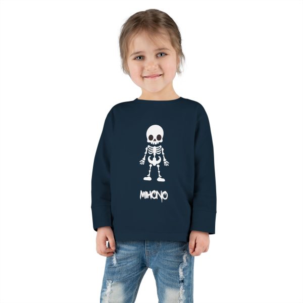Emo Toddler Long Sleeve Tee With Cute Skeleton Graphic By MIHONO